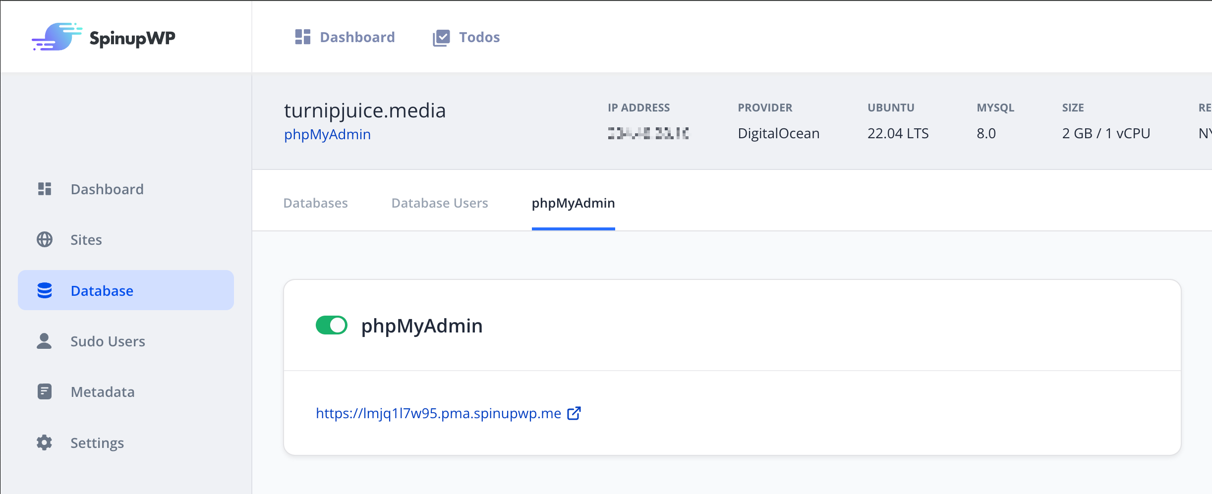 One-click install of phpMyAdmin - SpinupWP